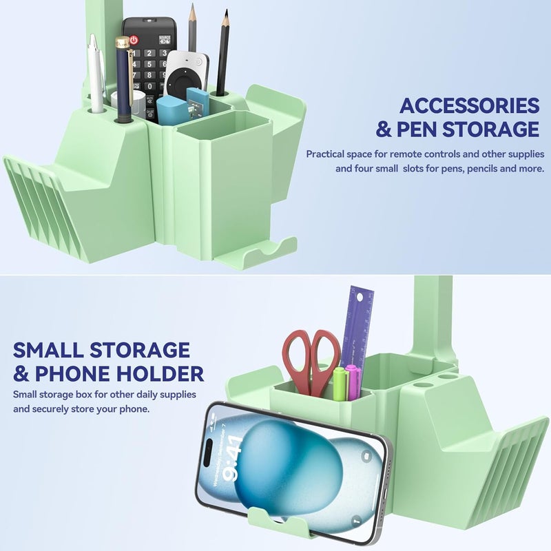 KDD Dual Controller Holder with Headphone Stand - Multi-Functional Desk Storage Box with Phone Holder - Universal Controller Stand with Desktop Organizer for Remote Control Pen Accessories(Green) - Image 4